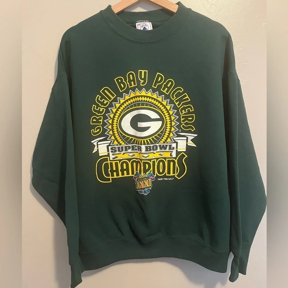 Vintage 90s Green Bay Packers Super Bowl XXXI Champions Sweatshirt XL NFL EUC!